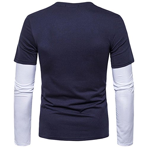 Click Here to See More Images Men Shirt 2017 New Hot Sale Fashion Mens Slim Fit Casual Shirt T-Shirt Long Sleeve T-Shirts Tops by Neartime (S, Navy)