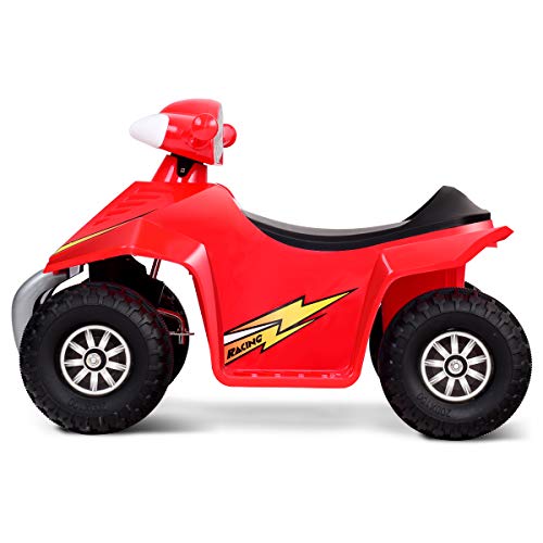 Costzon Kids Ride On Quad, 6V Battery Power Electric Car Vehicle, 4 Wheel Power Bicycle for Toddlers with Light (Red)