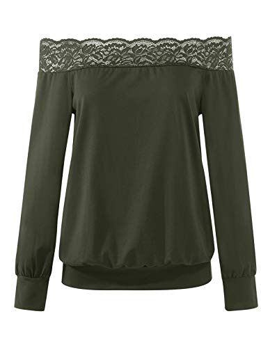YOINS Topje sexy shirt met lange mouwen voor dames, blouse, tuniek, zwart, kant, bovenstuk, elegante top - Image 3