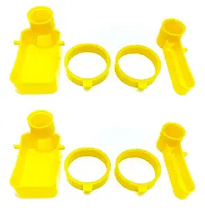 Bird Cage Feeder Drinker Cups for Any Bottle Use with Bottle Holder Rings (Yellow) - Pack of 2
