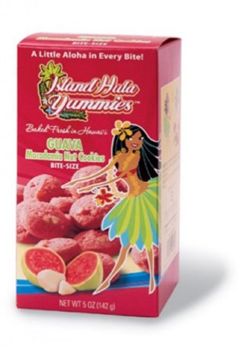 Island Hula Yummies Macadamia Nut Bite-Size Cookies, Guava, 5 Ounce