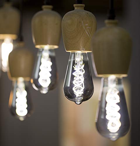 FLSNT Vintage LED Edison Light Bulbs,5000K Daylight,4.5W(40W Equivalent),Dimmable,ST21/ST64,E26 Base,160LM,CRI90,Smoky Grey Glass Finishing,6 Pack (White Lighting,Not Grey)