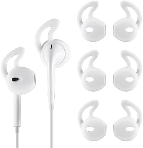 TEEMADE 6 Pieces for EarPods EarHooks Silicone EarTips Replacement Ear Gels Buds Anti-Slip Silicone Soft Sports Earbud Tips for iPhone Earphones
