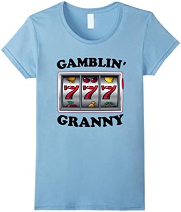 Women's Gamblin' Granny Funny Slot Machine Grandma T-Shirt XL Baby Blue