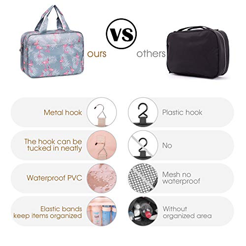Large Hanging Toiletry Bag Travel Makeup Bag Cosmetic Organizer for Women and Girls (Flamingo) 5 Large Hanging Toiletry Bag Travel Makeup Bag Cosmetic Organizer for Women and Girls (Flamingo)