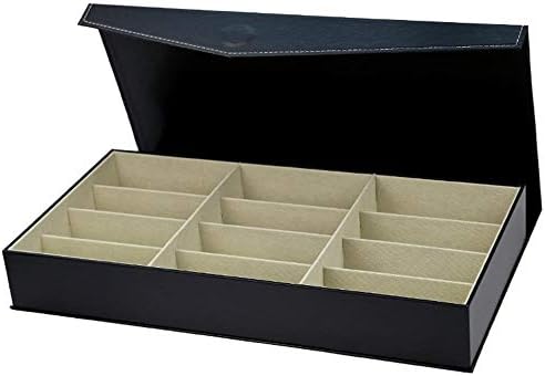 SHIZHESHOP Sunglasses Display Case 12 Pieces Sunglasses Storage Box with Folding Lid for Glasses, Jewellery and Watches (Color : Black)