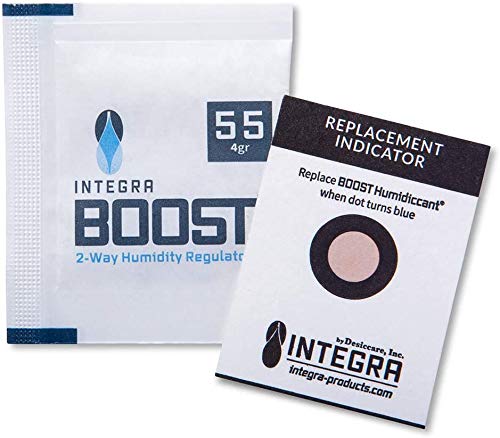 Integra Boost 55 Percent RH - 4 Gram, 2-Way Humidity Control, Small Humidor Packs - Free Reusable Smell Proof Bag (10 Pack)