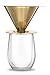ATHOMEY fswafa Osaka Titanium Coated Pour Over Coffee Dripper with Double Layered, Patent Paperless and Reusable Cone Shaped Filter Himeji-jo, w Stand, Gold