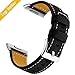 Hotodeal Band Compatible Fitbit Ionic Genuine Leather Bands, Classic Leather Replacement Accessory Strap Smart Watch, Women Men Small Large Black