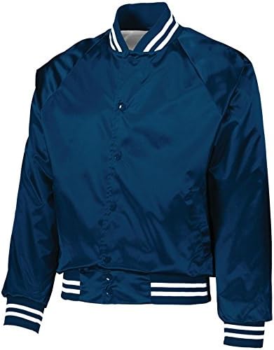 Men's Satin Baseball Jacket/Striped Trim