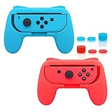 FastSnail Grips compatible with Nintendo Switch Joy Cons, Wear-resistant Handle, 2 Pack (Red and Blue)