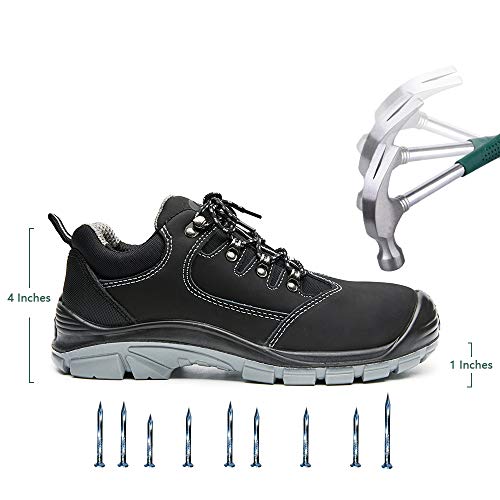 DRKA Men's Steel Toe Work Boots Water Resistant Safety Shoes(18969-blk-44)