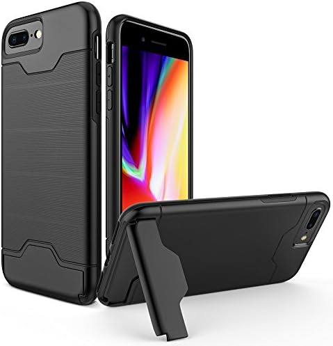 iPhone 8 Plus Case iPhone 7 Plus Case, Zimoch Heavy Duty and Anti-Scrtatch Full Protective Cover with Kickstand Dual Layer Wallet Design for Apple iPhone 8 Plus / iPhone 7 Plus (Black)
