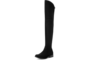 Shoe'N Tale Women's Over The Knee Boots Thigh High Low Block Heel Pointed Toe Long Stretch Boots