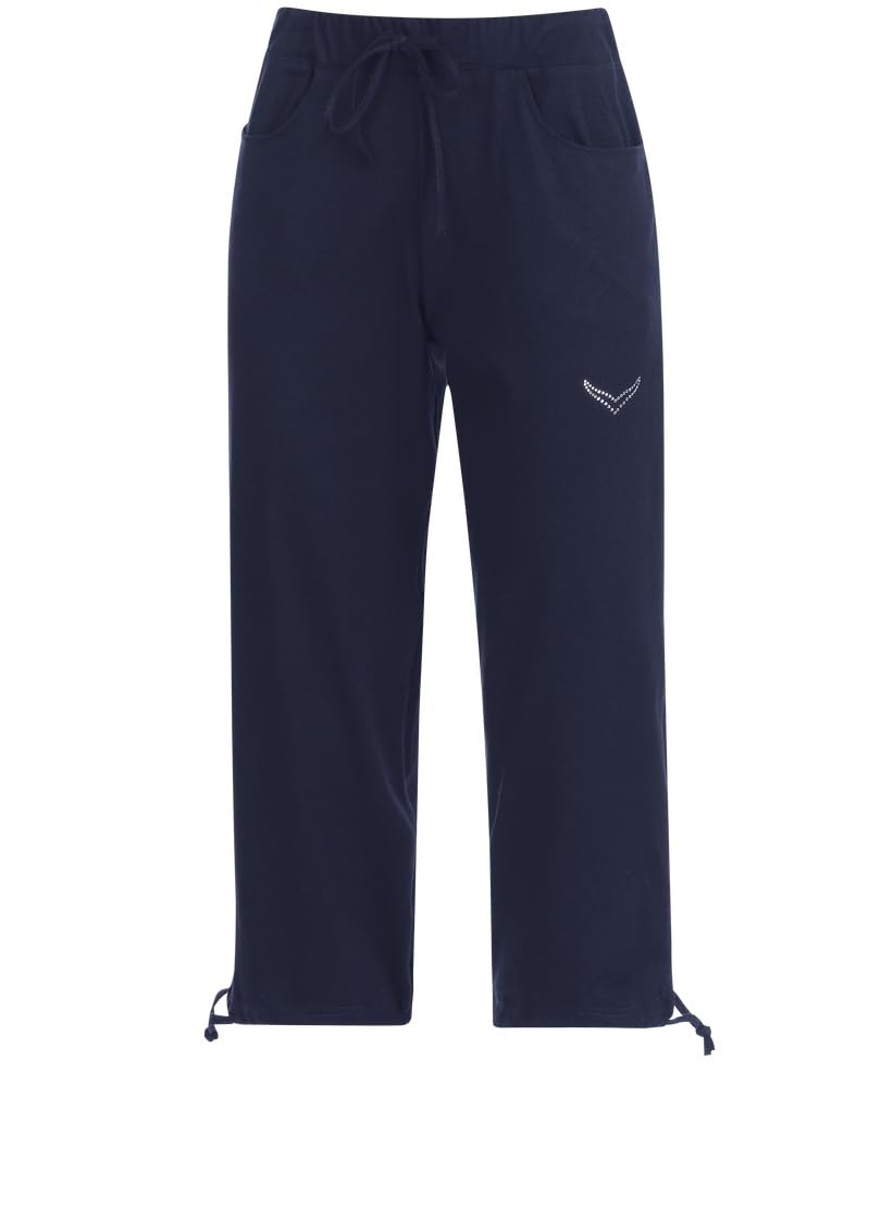 Trigema Women's 3/4 Hose mit Swarovski Kristallen Sports Trousers, Blau (Navy 046), 12