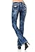 VIRGIN ONLY Women's Slim Fit Stretch Denim Straight Leg Jeans (Blue Whiskering, Size 9)