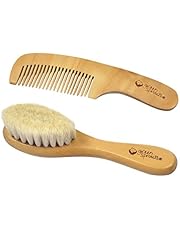 green sprouts Baby Brush & Comb Set | Gently grooms baby's hair | Made of natural wood and bristles