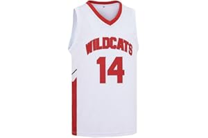PLTOQUK Youth Basketball Jersey for Kids Wildcats High School Shirt 14 Troy Bolton Jersey 8 Chad Danforth Jersey Red/White XS-XL