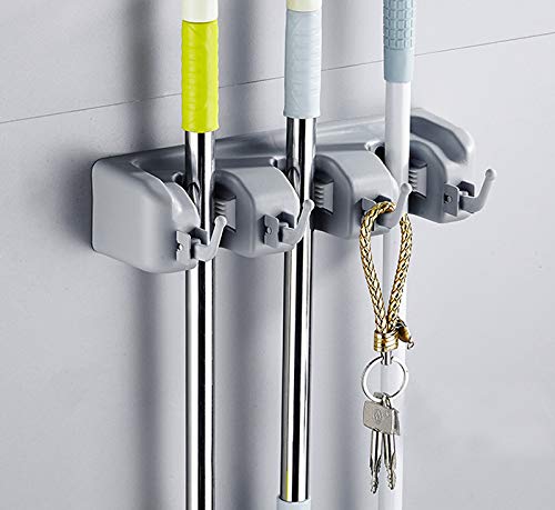GTHUNDER Mop & Broom Holder, Wall Mounted Garden Tool Storage Tool Rack Storage & Organization for Kitchen Garden and Garage, Laundry Offices (3 Position) - Thumbnail 3