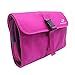 Travel Hanging Toiletry Bag Travel Kit Organizer Cosmetic Makeup Waterproof Wash Bag for Women Girls Travel Case for Bathroom Shower (Hot Pink)