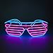 Fronnor EL Glasses El Wire Fashion Neon LED Light Up Shutter Shaped Glow Sun Glasses Rave Costume Party DJ Bright SunGlasses(Blue Frame+Pink)