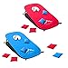 Himal Collapsible Portable Corn Hole Boards With 10 Cornhole Bean Bags And Tic Tac Toe Game 2 Games on 1 Board,Blue-Red(2 x 1-feet)