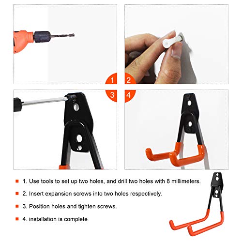 Heavy Duty Garage Storage Utility Hooks for Ladders ,NOUVCOO Wall Mount Tool Holder Different Size Double U Hook