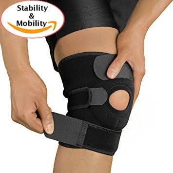 SPORTS Knee Support, Open-Patella Stabilizer Knee Brace with Breathable Neoprene Sleeve and Adjustable Velcro Strapping.