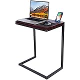 Sofia + Sam Sofa Table TV Tray with Tablet and Phone Slots | Metal Legs | Couch Console Lapdesk | Laptop Stand | Small Breakfast Eating Food | Dinner Lunch Snack | Coloring Computer Crafts