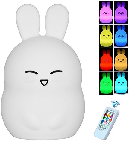 Bear Kids Night Light, iWheat Soft Silicone Tap & Remote Control Night Light, LED Multicolor Night Light Portable USB Rechargeable Best for Baby Children