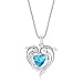 Sterling Silver Double Dolphin with Light Blue CZ Heart Pendant Necklace, Jewelry for Women, Girl, 18