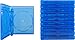(10) Empty 21mm Thick Quad Blue Replacement Boxes/Cases for Blu-Ray DVD Movies - Holds 4 Discs - #BR4R21BL