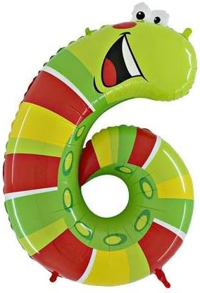 NUMBER 6 CATERPILLAR SHAPED ANIMALOON FOIL BALLOON 40inch by Bobo Fun