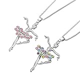 Adecco LLC Little Girl Necklace Dancer Ballet Recital Gift Ballerina Dance Necklaces Teen Girls Jewelry 16 inches