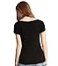 Liang Rou Women's Mini-Ribbed Stretchy Short Sleeve V-Neck Tee Black S