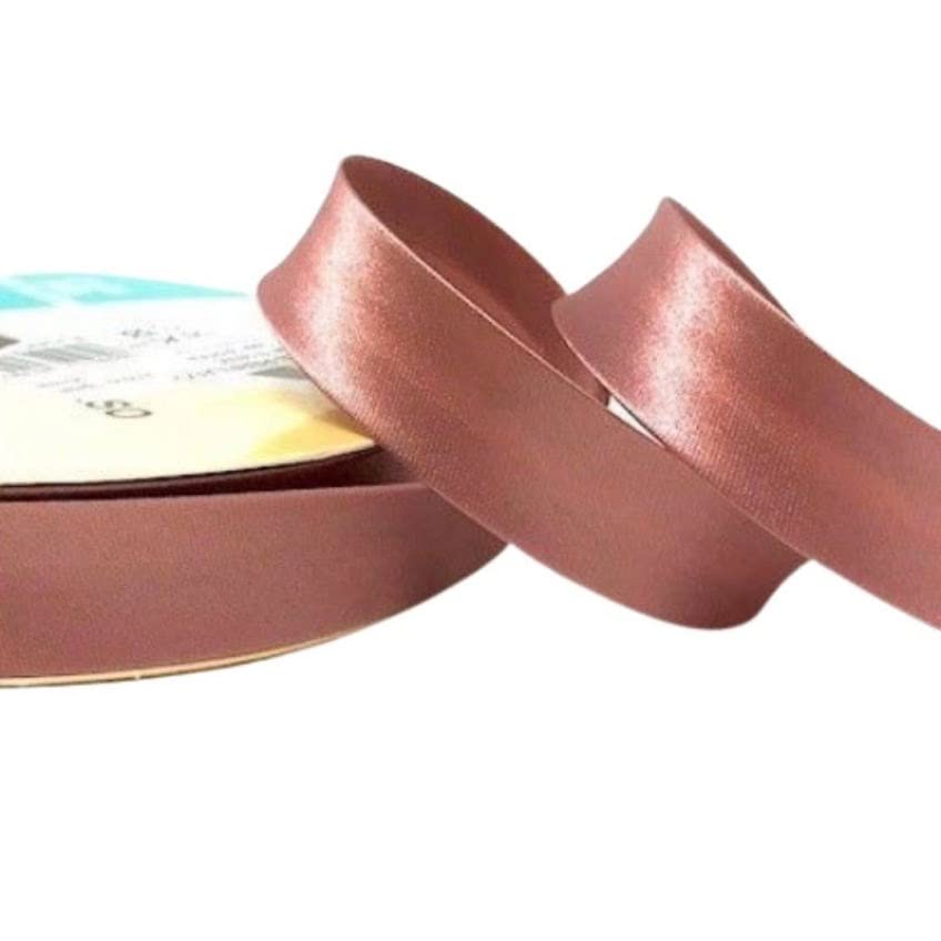 Plush Addict Single Fold Satin Bias Binding Tape for Sewing, Edging, Stitching, Hemming, Trimmings, Accessories, Outfits and Crafts - Dusky Pink - 18mm Wide x 5 Metre