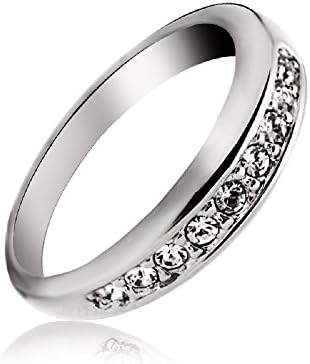 Wedding Eternity Promise Ring Band for Women- Austrian crystal and Rhodium plating