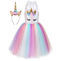 Unicorn Costume for Girls Dress Up Clothes for Little Girls Rainbow Unicorn Tutu with Headband Birthday Gift