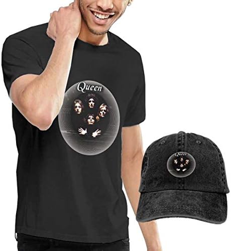 LANGZIH Men's Cotton Casual T-Shirt & Baseball Cap Hat - Freddie Mercury