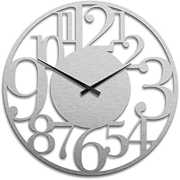 Grosse Xxl Wanduhr Alu Dibond Silbereffekt Silber Wanduhr Wohnzimmer Modern O 70 Cm Wall Art Amazon De Baumarkt