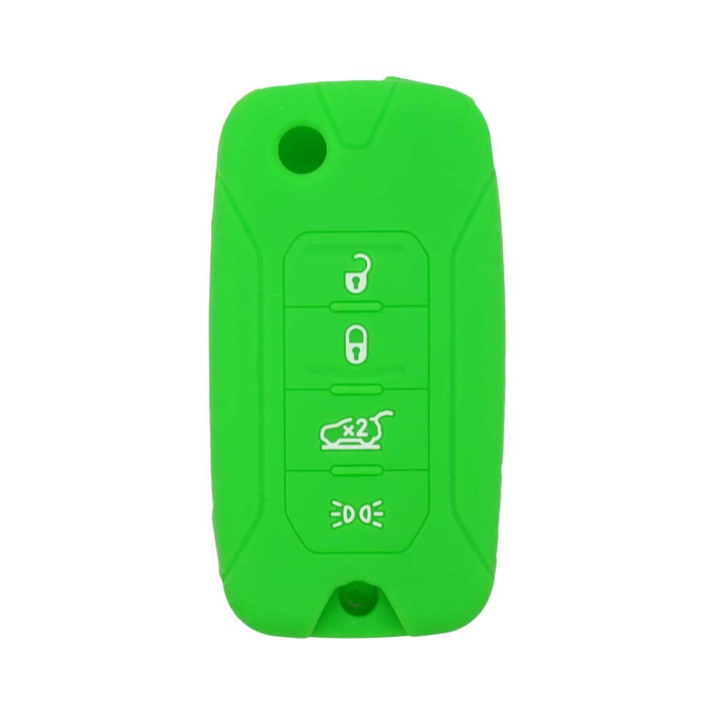 BROVACS Silicone Cover Protector Case Holder Skin Jacket Compatible with JEEP Renegade 4 Button Flip Remote Key Fob CV4757 Light Green