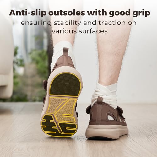 FitVille Diabetic Sandals for Men Extra Wide Shoes for Swollen Feet Wide Width Men Shoes with Adjustable Strap