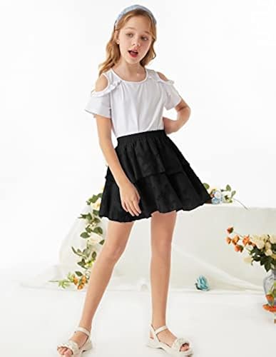GRACE KARIN Girls Cute Skirts for Spring Flowy Double Layer Ruffle