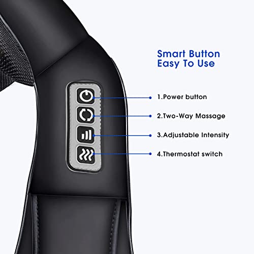 LAOBEN Neck Massager, Electric Back Shoulder Massager with Heat, Deep Tissue Kneading Shiatsu Massage, Relieve Muscle Pain, Use in Office Home and Car, Comfortable Gift for Men, Women.