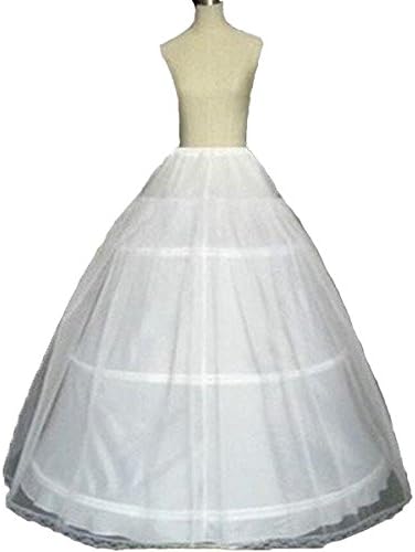 TC Bride Women's 3 Hoop Ball Gown Full Crinoline Petticoat Underskirt Slips For Wedding Dress (White, Large)