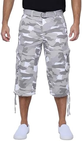 X RAY Men's Belted Long Cargo Shorts for Men, Below Knee Length