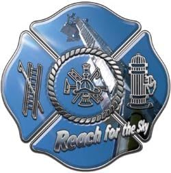 Firefighter Lader Truck Reach For the Sky 6" Reflective Decal