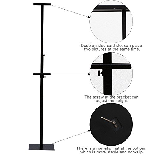 HUAZI Poster Display Stand Pedestal Sign Holder with Base for Indoor Outdoor,Double-Sided,Black - Thumbnail 2
