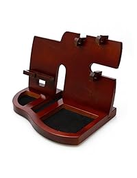 Estación de acoplamiento para teléfono de madera roja con soporte para llaves, cartera y organizador de relojes para hombre