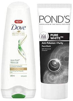 Dove Hair Fall Rescue Conditioner, 180ml & Pond's Pure White Anti Pollution + Purity Face Wash 200 g
